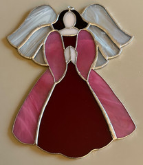 Pretty Pink Stained Glass Angel to Hang in Window