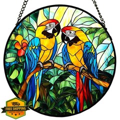 VIOYOUNS Parrot Suncatcher 12×12 IN Window Hanging