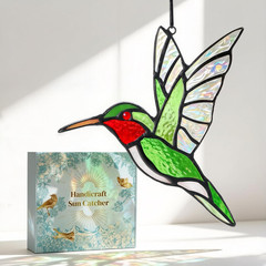 Hummingbird Stained Glass Window Hanging – Hummingbird Suncatcher Light Catcher