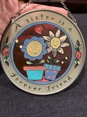 Vintage Hand Painted Joan Baker Sun catcher Sister Forever Friend