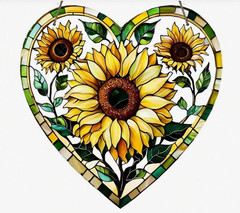 SUNCATCHER-Heart Sunflowers, Acrylic Suncatcher Window Decor 8×8