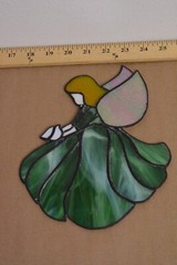 Stained Glass green dress ANGEL with a Dove / Ornament / Sun Catcher