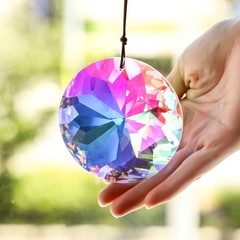 3″/79mm Hanging Crystal Prism Suncatcher for 3.1*3.1 inches, Ab Color_round