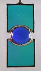 Stained Glass Handmade Suncatcher Turquoise Blue All Seeing Eye Positive Energy