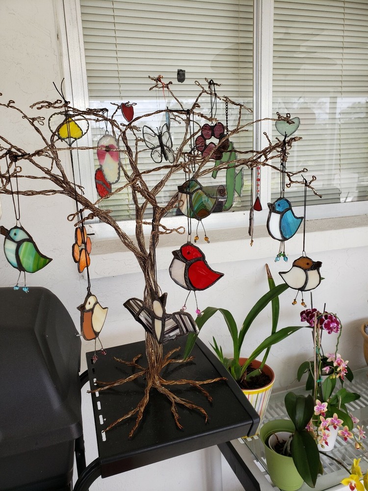 1 Stained Glass “cute Chicken” Ornament by Barb’s Design , assorted colors