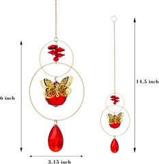 Crystal Suncatcher Wind Chimes,Red Crystal Suncatcher Prisms Butterfly Sun Catch