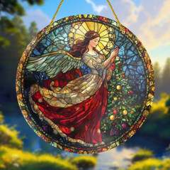 Christmas/Easter Angel Suncatcher, Acrylic, Stained Glass Look, 2D, 5.9 inch