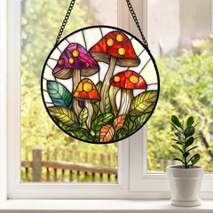 Stained Glass Window Hanging, Leaves Suncatcher for Doors Home Sun Catchers D…