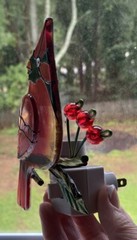 Stained Glass Cardinal Bird Nightlight 6.5” Long X 4” Wide Bulb Not Included