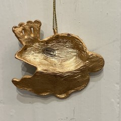 Vtg Gold-tone Frog Prince Ornament/Pendant, Colorful Rhinestones