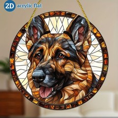 Acrylic German Shepherd Sun Catcher 2D Flat Loyal Pet Window Hanging Decoration