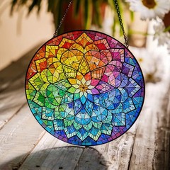 Rainbow Spiral Stained Glass Suncatcher Glass Window Hanging Decor Gift