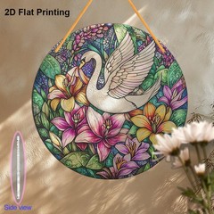 Elegant Swan Vibrant Lily Flowers Acrylic Suncatcher Window Garden Hanging Decor