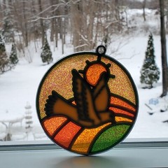 VTG Metal Stained Glass Style Dove Sun 2 window sun-catcher