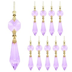 10-Pack Crystals Prisms Glass Tip Beads, 75mm Pendant Hanging [Purple]