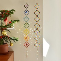 7 Chakra Crystal Light Catcher – Handwoven Sun Catcher with Geometric Metal F…