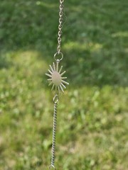 Handmade Clear & Pink Crystal Suncatcher Ornament Silver Sun Beaded In/Outdoor