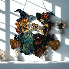 Halloween Witch Best Friends Suncatcher – Style Acrylic Window Hanging Decor