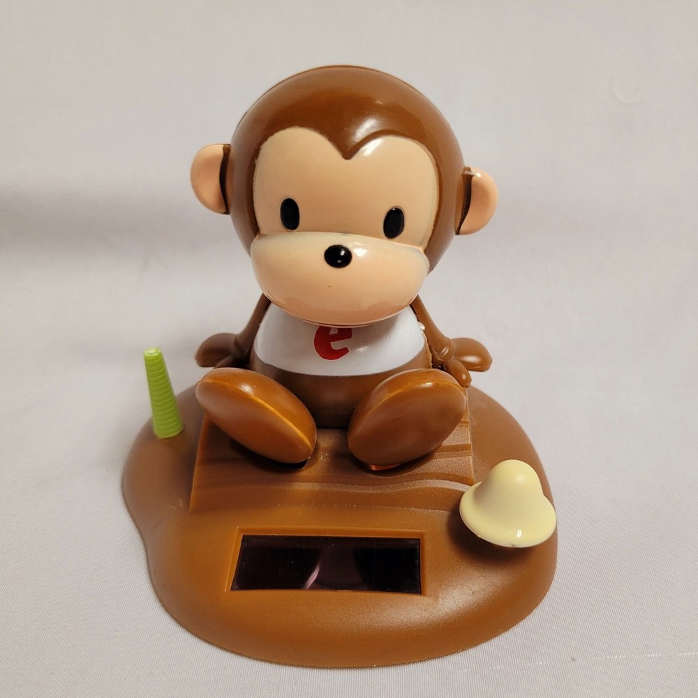 Rare Y2K 2000s Sanrio Smiles Solar Powered Bobble Head E-SAL Monkey Head Nodder