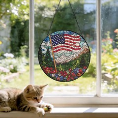 Patriotic USA Flag Stained Glass Suncatcher