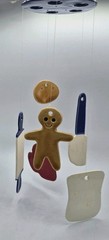 VTG Jo Anne Marquardt JAM Ceramic Baking Theme Mobile Windchime Cookie 32″ USA