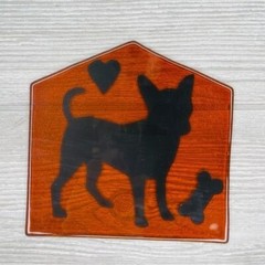 Stained glass sun catcher window art / orniment / coaster handmade chihuahua dog