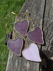 Stained Glass Heart Ornaments Pink & Red Suncatchers Valentines