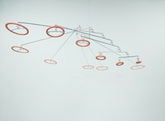 Modern Art Mobile Orange Rings Kinetic Movement