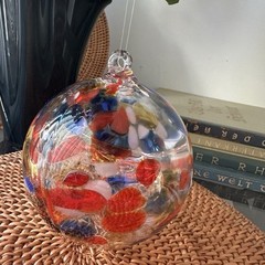 Hanging Art 5” Glass Witch Ball Fairy Hand Blown Orb Sun Catcher Multicolor