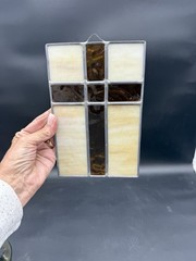 Vintage Stained Glass Cross ~Sun Catcher Wall Hanging