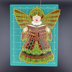 6- Vintage Christmas Stained Sun Catcher Hanging Decor Santa, Angel, Snowman