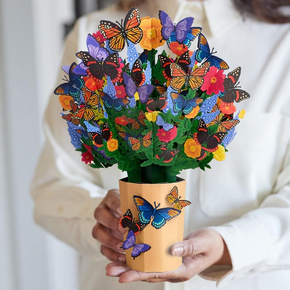 3D PopUp Bouquet Card Lavender Butterfly Greeting for All Occasions