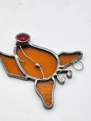Christmas Stained Glass Rudolph the Red Nose Reindeer Suncatcher.