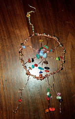 Multicolor Beaded Dream Catcher Hanging Mobile Wall Decor, Metal & Stone