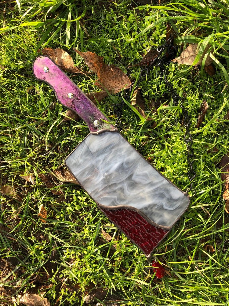 Bloody Knife Stained Glass Suncatcher Gift for Horror Fans MADE TO ORDER