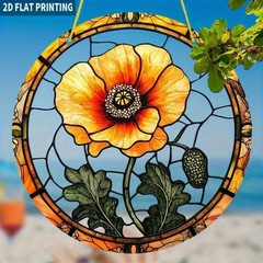 Boho Poppy Acrylic Suncatcher Double Sided UV Printed Vibrant Wall Art Decor