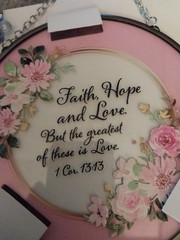 6in Suncatcher with Faith Hope Love with Pink Roses for Window