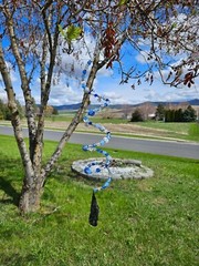 Navy Blue beaded memory wire suncatcher with kyanite stone.