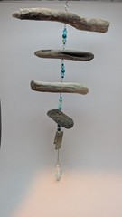 Handmade Lake Erie Driftwood Beaded Hanging Suncatcher with Crystal Prism