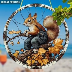 2D Flat Acrylic SQUIRREL WITH JEAN OVERALLS 7.8″ SUNCATCHER/Window Decor
