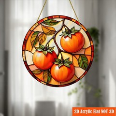 Persimmon Branch Acrylic Suncatcher Vibrant Fruit Themed Hanging Window Decor