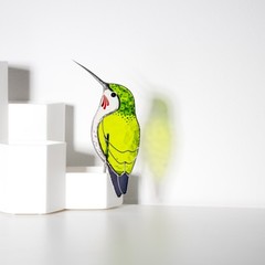 Stained Glass Hummingbird Suncatcher Garden Pot Decor Gift for Dad or Her