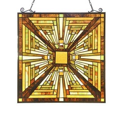 Capulina Stained Glass Window Hanging Panel Mission Elegant
