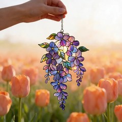 Purple Wisteria Suncatcher Acrylic Window Decor Art Gift