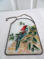 8″ Arch Shaped Sun-Catcher-Bird on Branch Themed-Sturdy Chain-Artist Unknown