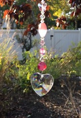 Handmade Pink Crystal Suncatcher/Prism W/Swarovski Elements Crystal Heart USA