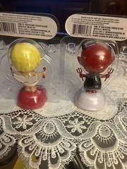 Two Solar Dancing Valentines Cupid & Devil Bobble Head Window Decor