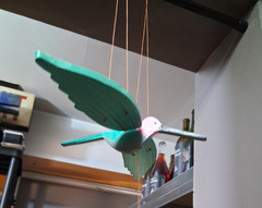 Hand Crafted Wooden Pink Headed Hummingbird Mobile