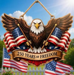 Printed America 250th Anniversary Wall Sign with Rope