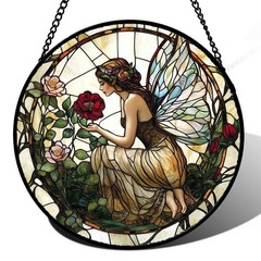 Stained Glass Butterfly Flower Suncatcher for Home Decor, Garden, Gifts